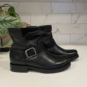 Frye Veronica Black Leather Moto Booties New In Box!